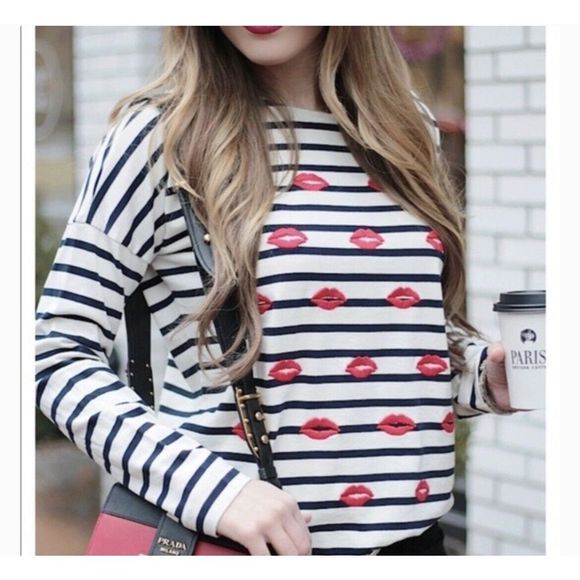 J. Crew striped/embroidered kiss blouse - size M - multicolored - Picture 1 of 8